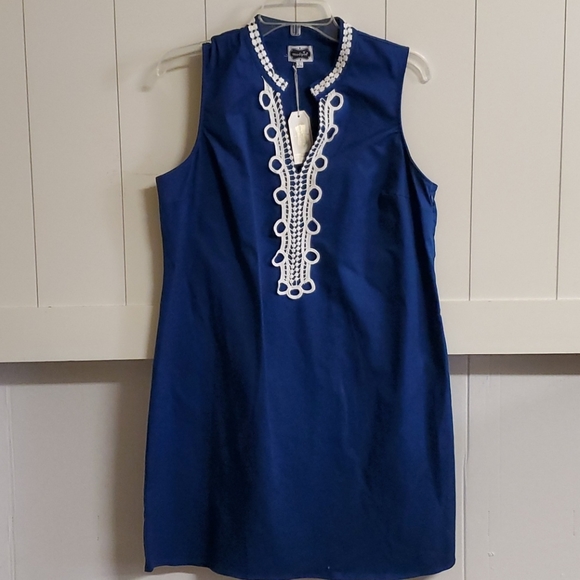 SZ. LARGE MUD PIE NAVY KATE CROCHET DRESS *BUNDLE ANY 3 GET 20% OFF - Picture 1 of 5